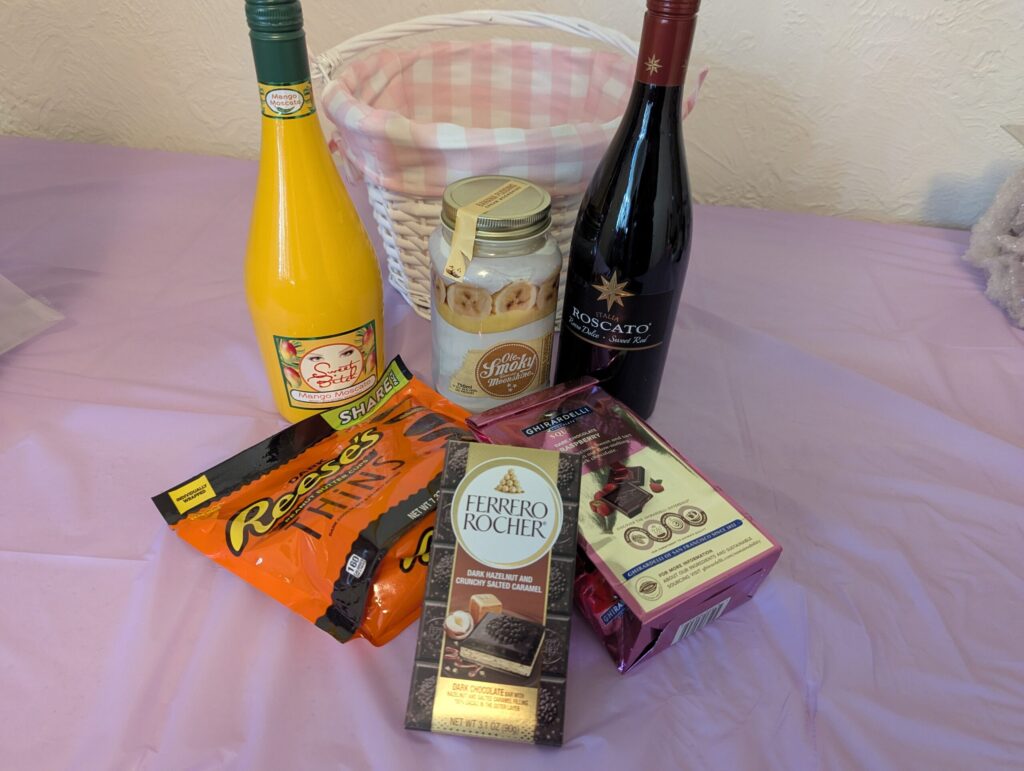 wine and chocolate basket